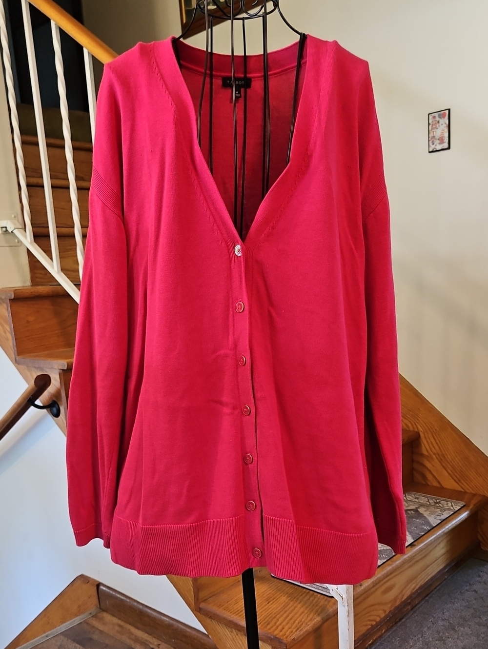 👚Talbots Raspberry Pink V-Neck Button Cardigan